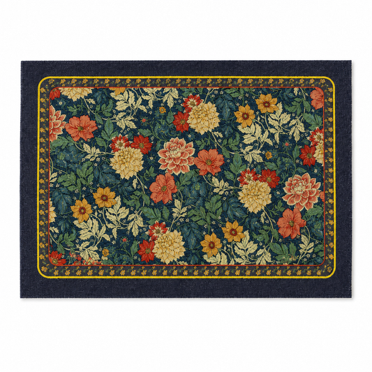 🌺 Placemats | Coated-Fabric Dining Home Hosts | Vintage Floral Elegance