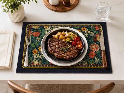 🌺 Placemats | Coated-Fabric Dining Home Hosts | Vintage Floral Elegance