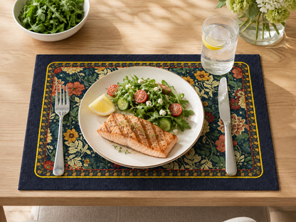 🌺 Placemats | Coated-Fabric Dining Home Hosts | Vintage Floral Elegance