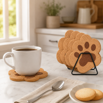 🐾 Drink Coasters | Cork Dining Cat-Lovers | Playful Paw Charm