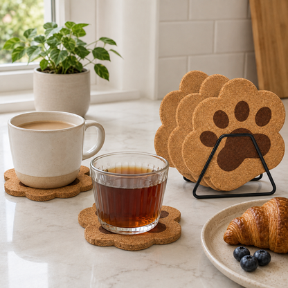 🐾 Drink Coasters | Cork Dining Cat-Lovers | Playful Paw Charm