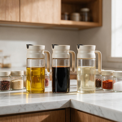 🫒 Oil Dispenser | Glass Kitchen Home-Cooks | Cream Modern Pouring