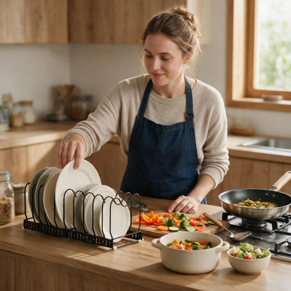 🍽️ Dish Rack | Metal Kitchen Families | Expandable Black Storage