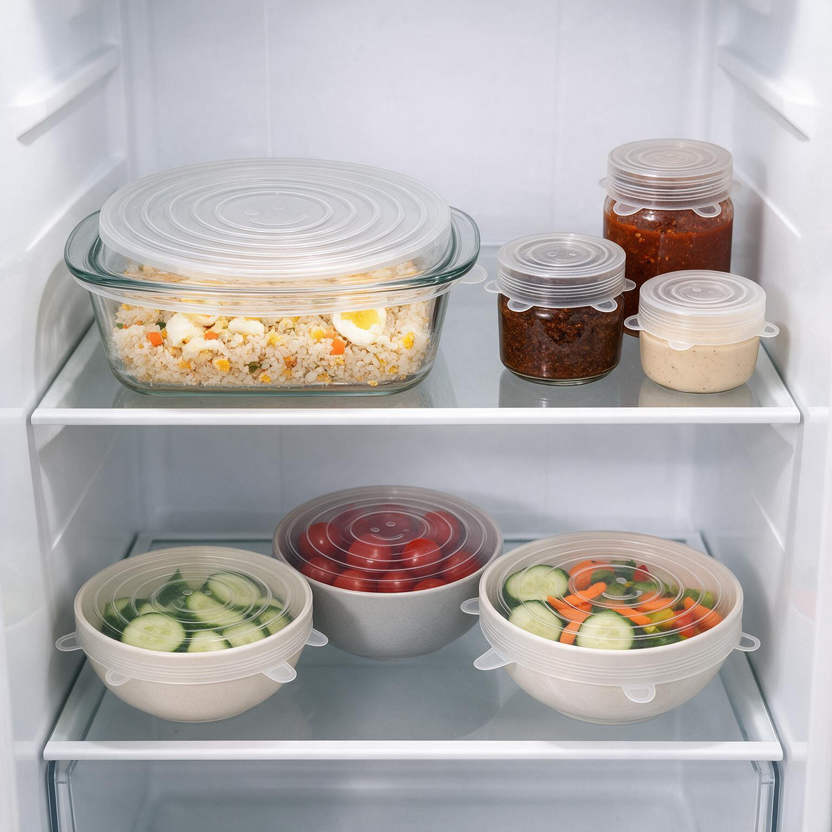 🥗 Food Storage | Silicone Kitchen Lids | Thoughtful Home Gift | Crystal-Clear Finish