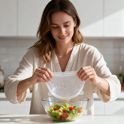 🥗 Food Storage | Silicone Kitchen Lids | Thoughtful Home Gift | Crystal-Clear Finish