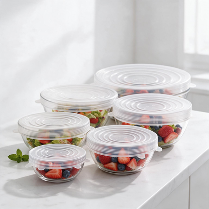 🥗 Food Storage | Silicone Kitchen Lids | Thoughtful Home Gift | Crystal-Clear Finish