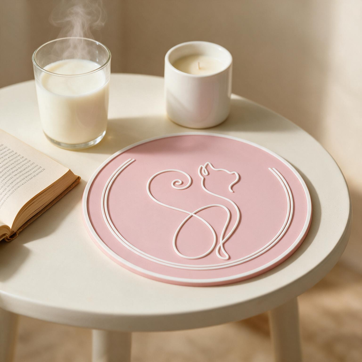 🐈 Cat-Lover Gift | Colorful Round Table Mat | Playful Feline Art