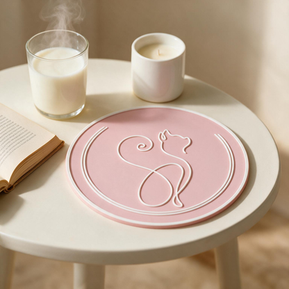 🐈 Cat-Lover Gift | Colorful Round Table Mat | Playful Feline Art